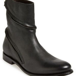 Black Leather Sting Zip  Boots